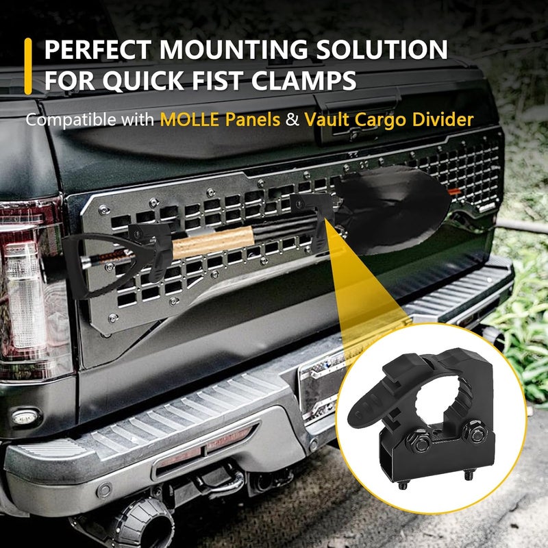 GLOBLED Universal Quick Release Clamp Heavy Duty Rubber Clamps Fit for Shovels, Axes, and Other Tools Shovel Holder Mini Mount Compatible with Truck Off Road Jeep Vans ATV UTV - 2PCS - Image 5